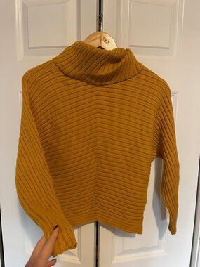 Philosophy Mustard Ribbed Cowl Neck Sweater XS